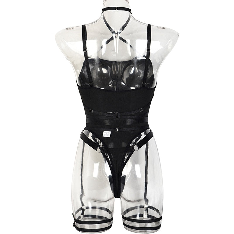 Ellolace Sexy Bandage Bodysuit With Panties Halter Seamless Women Body Lingerie Tight Fitting Tops Bondadge New Coordinated Set