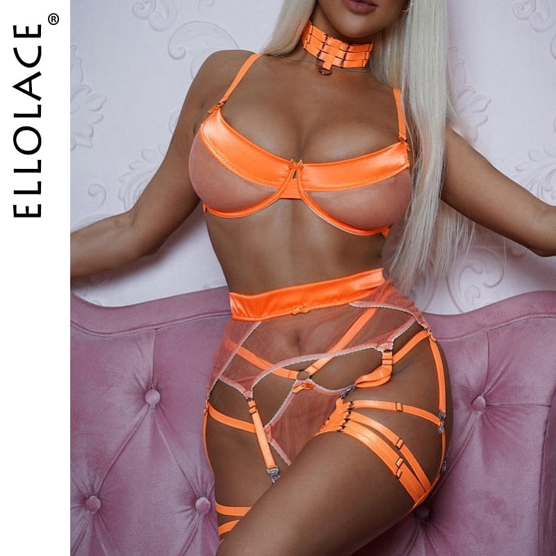 Lingerie Sexy Porn Underwear Women Body Luxury 6-Piece Bra and Panty Set See Through Intimate Uncensored Sheer Outfits