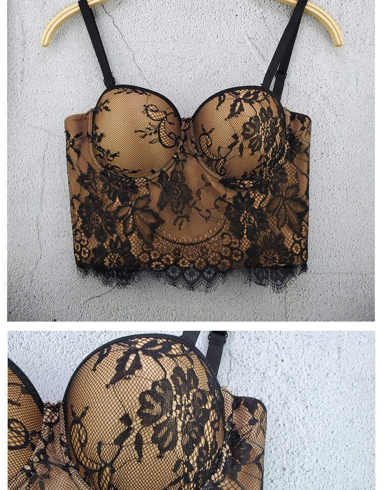 Ellolace Lace Corset Top Sexy Lingerie Bustier Underbust Corset Floral Bra Lace Corset Patry Bustier Top Sexy Bodice Wholesale