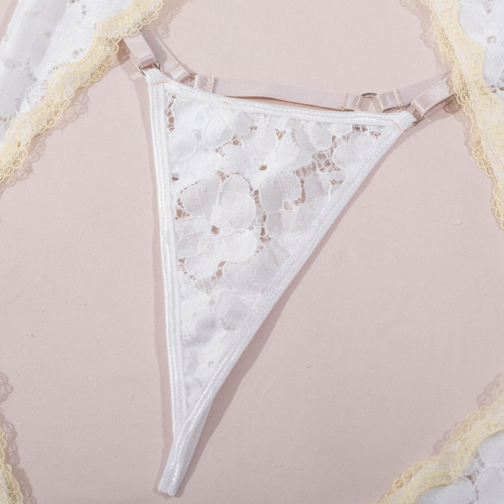 Ellolace Half Cup Bra Sensual Lingerie Push Up Bra And Thongs Erotic Garter Belt Set Sexy Outfits Uncensored Sexy Lace Intimate