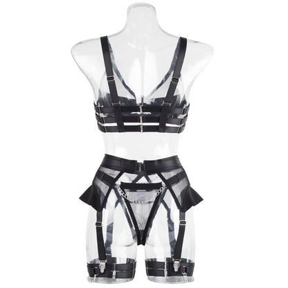 Ellolace Sensual Lingerie Sissy Transparent Bra Fine Underwear 4-Piece Luxury Garter Sheer Lace Outfit Seamless Intimate