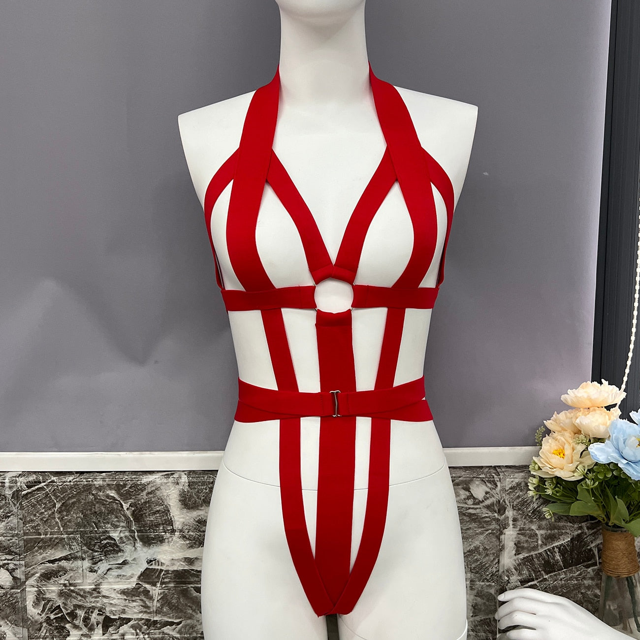 Ellolace Erotic Hollow Bodysuit Halter Sexual Tights Adult Naked Intimate Lingerie Open Thong Sexy Costume Sensual Body Tops