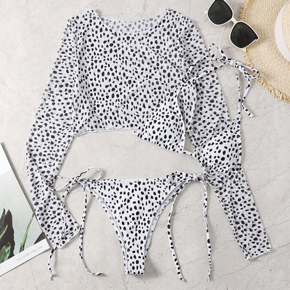 Ellolace Leopard Women's Swimsuit Of 3 Items Halter Micro Bikini Top Separately Print Bathing Suit Brazilian Low Waist Beachwear