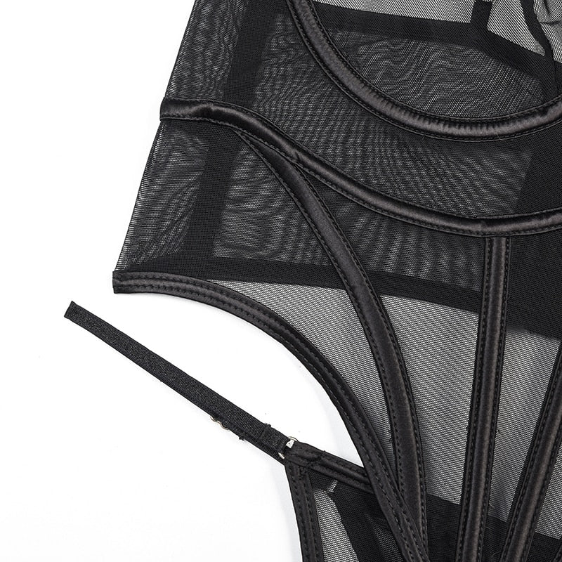 Ellolace Sensual Lingerie Black Transparent Set Women 2 Piece Sheer Lace Exotic Intimate Daily Underwear For Mesh Sexy Outfits