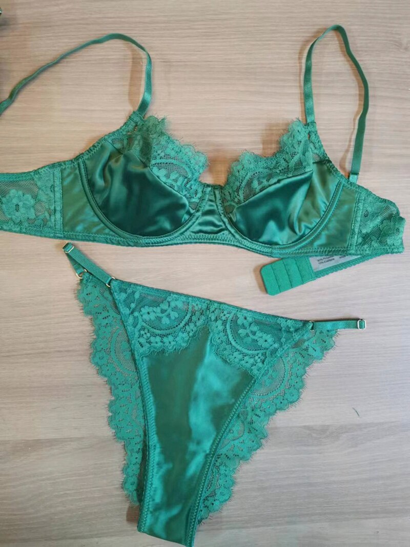 Ellolace Everyday Underwear Silk Lace Patchwork Comfortable Intimate Classic Solid Bra Kit Push Up Seamless Fancy Linen Outfit