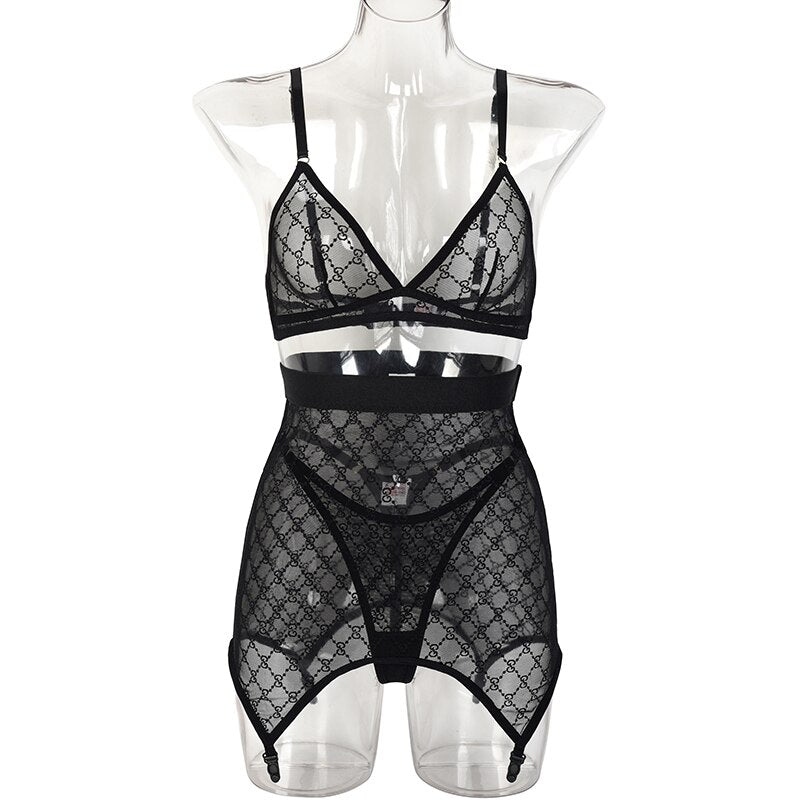 Ellolace Sensual Lingerie Embroidery Lace See Through Erotic Sets Seamless Female Underwear Sexy Intimate Outfit