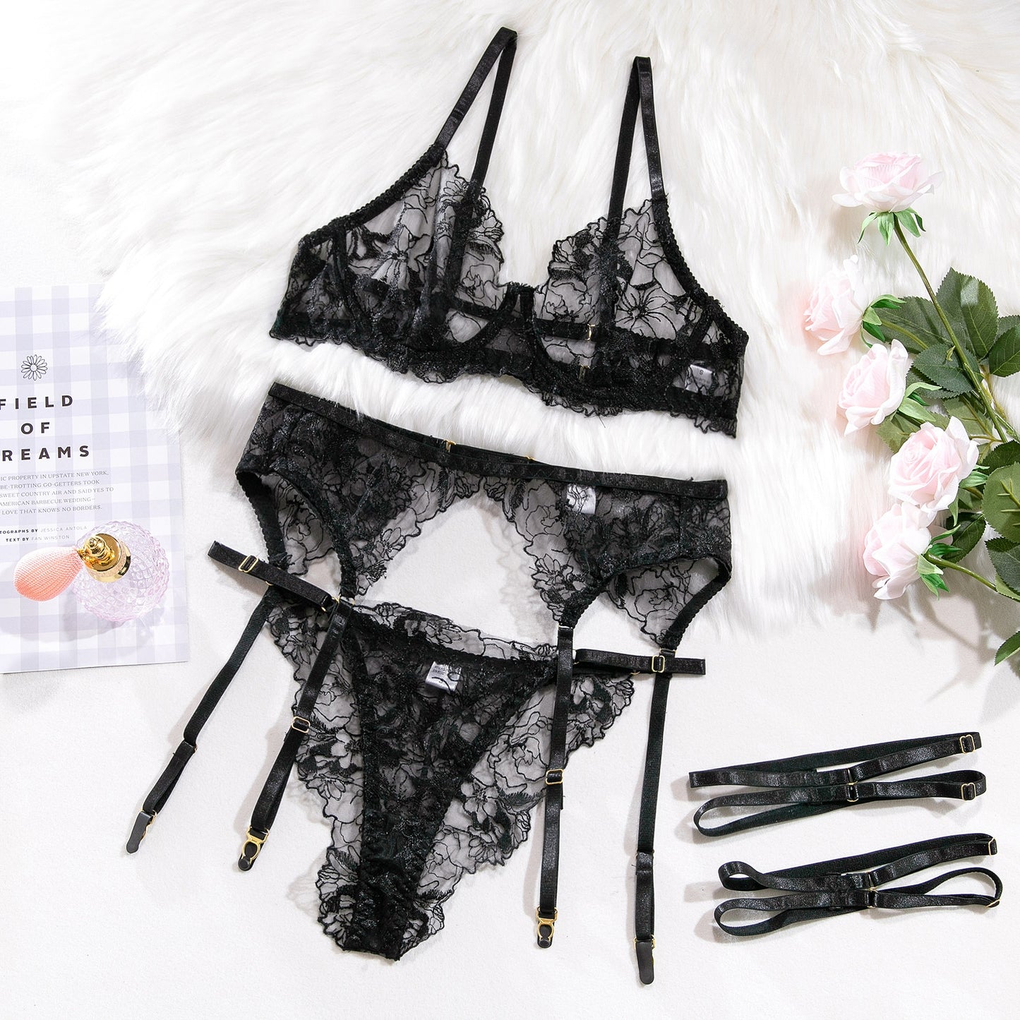 Ellolace Neon Green Fancy Lingerie Fetish Luxury Transparent Bra Intimate Push Lace Naked Women Without Censorship Underwear