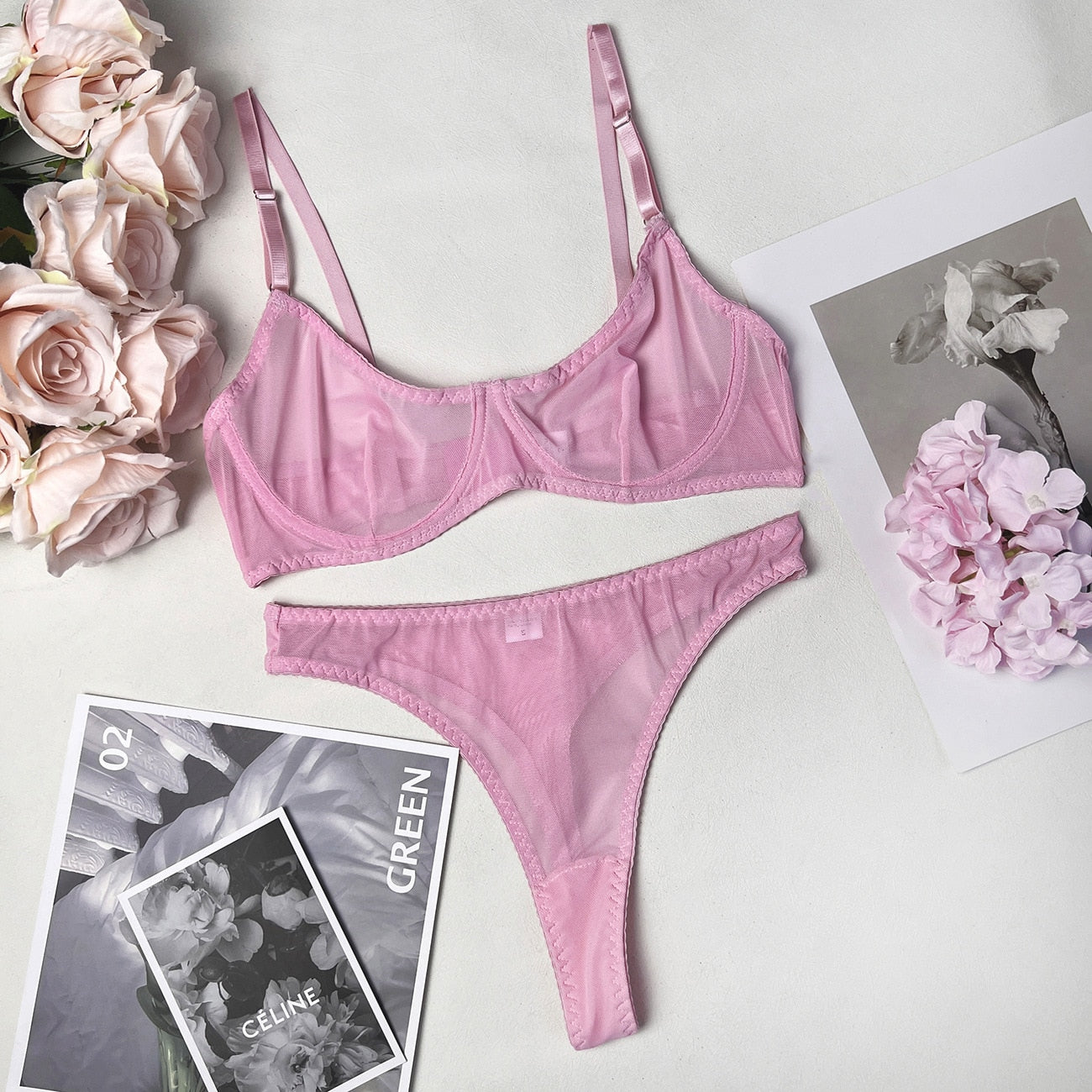 Ellolace Macarons Lingerie Sexy Seamless Underwear Set Women 2 Piece Bra Kit Push Up Lace Intimate Outfits Sensual Exotic Sets