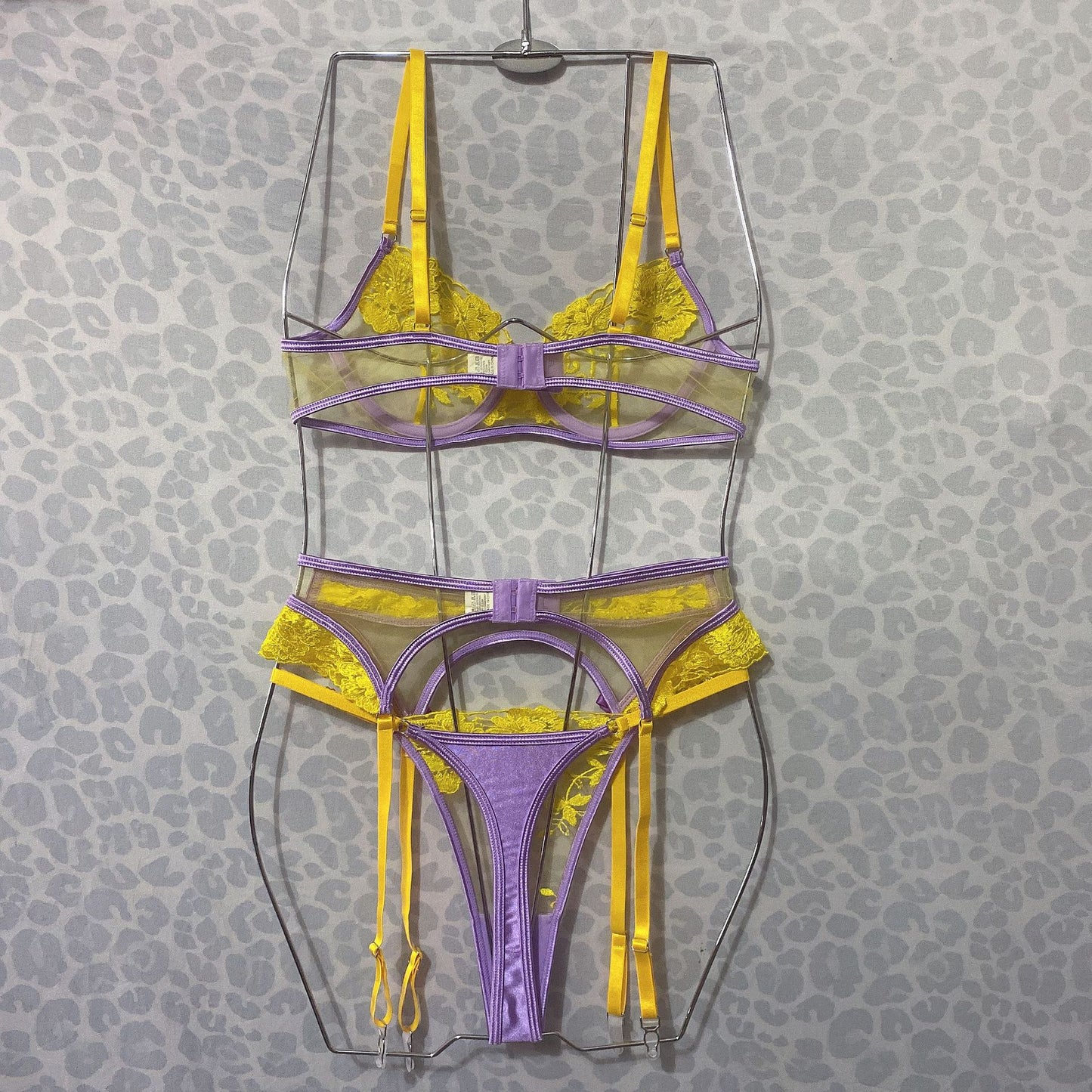 Ellolace Delicate Lingerie Sheer Lace Sexy Underwear 3-Piece Floral Fancy Intimate Luxury Lace Uncensored Sensual Brief Sets