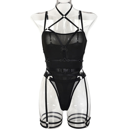 Ellolace Sexy Bandage Bodysuit With Panties Halter Seamless Women Body Lingerie Tight Fitting Tops Bondadge New Coordinated Set