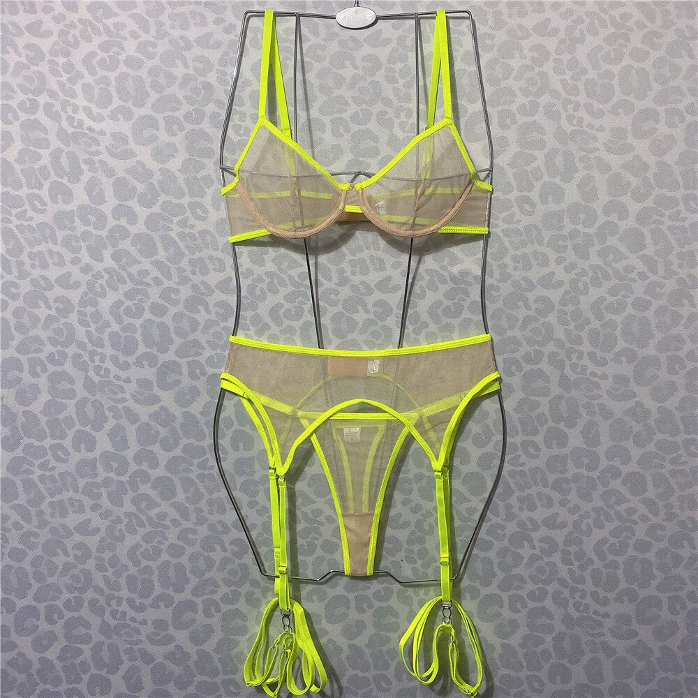 Ellolace Sensual Lingerie Sissy Transparent Tulle Underwear Contrasting Colors and Edges Intimate Goods Sexy Sheer Outfit