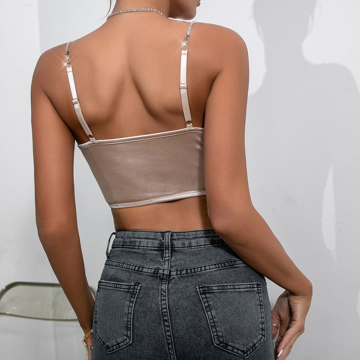 Ellolace Rhinestone Satin Corset Top Asymmetrical Hem Fashion Summer Slimming Corset Khaki Body Lingerie Beauty Spaghetti Top