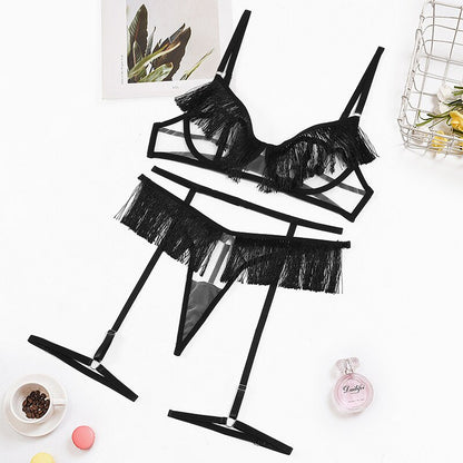 Ellolace Sensual Tassels Lingerie Transparent Lace Tulle Underwear Garter Erotic Thongs Sissy Intimate Valentine Sexy Outfit