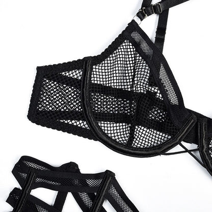 Ellolace Erotic Lingerie Transparent Halter Bra Kit Push Up Irregular Garter Belt Sensual Intimate Porn Underwear Uncensored