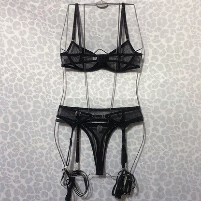 Ellolace Polka Dot Lingerie Sensual Transparent Bra Lace 3-Piece Naked Tulle Underwear Uncensored Erotic Sexy Outfits