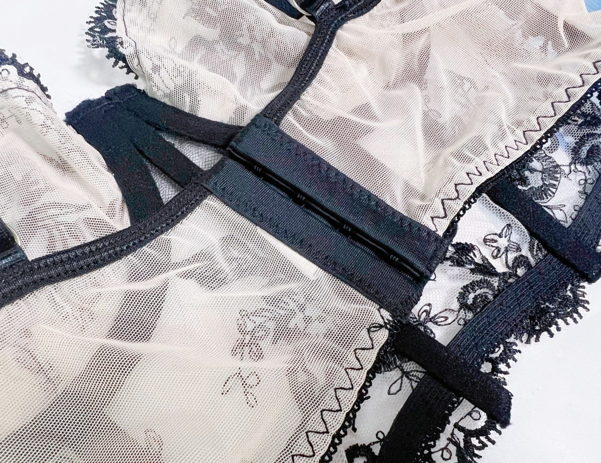 Ellolace Fancy Lingerie Floral Delicate Underwear Seamless Bra Set Women 2 Piece See Through Luxury Lace Intimate Erotic Outfits