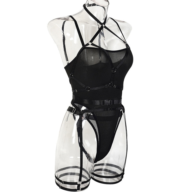 Ellolace Sexy Bandage Bodysuit With Panties Halter Seamless Women Body Lingerie Tight Fitting Tops Bondadge New Coordinated Set