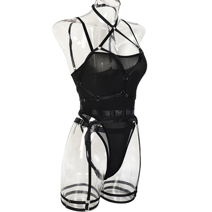 Ellolace Sexy Bandage Bodysuit With Panties Halter Seamless Women Body Lingerie Tight Fitting Tops Bondadge New Coordinated Set