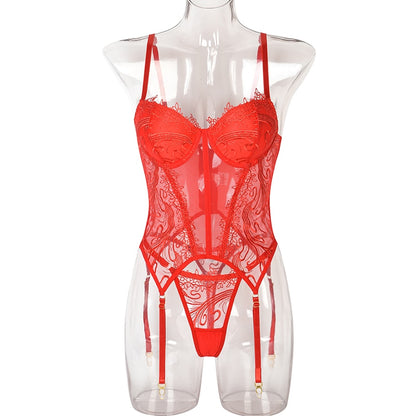 Ellolace Corset Lingerie Sexy Delicate Underwear Floral Embroidery Bra Kit Push Up Set Woman 2 Pieces Seamless Red Sex Outfit
