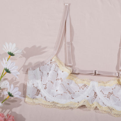 Ellolace Half Cup Bra Sensual Lingerie Push Up Bra And Thongs Erotic Garter Belt Set Sexy Outfits Uncensored Sexy Lace Intimate