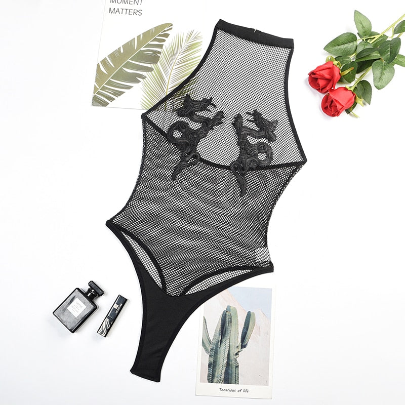 Ellolace Fistnet Sexy Porn Body Lingerie Sissy Bodysuit Crotchless Naked Erotic Costume Transparent For Mesh Sensual Tights