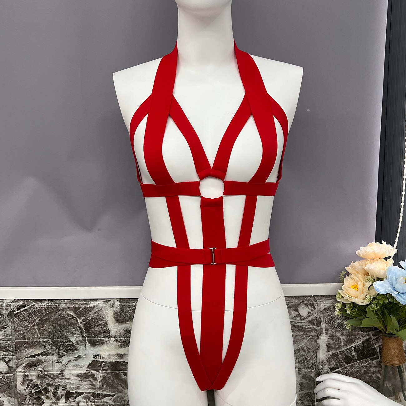 Ellolace Erotic Hollow Bodysuit Halter Sexual Tights Adult Naked Intimate Lingerie Open Thong Sexy Costume Sensual Body Tops
