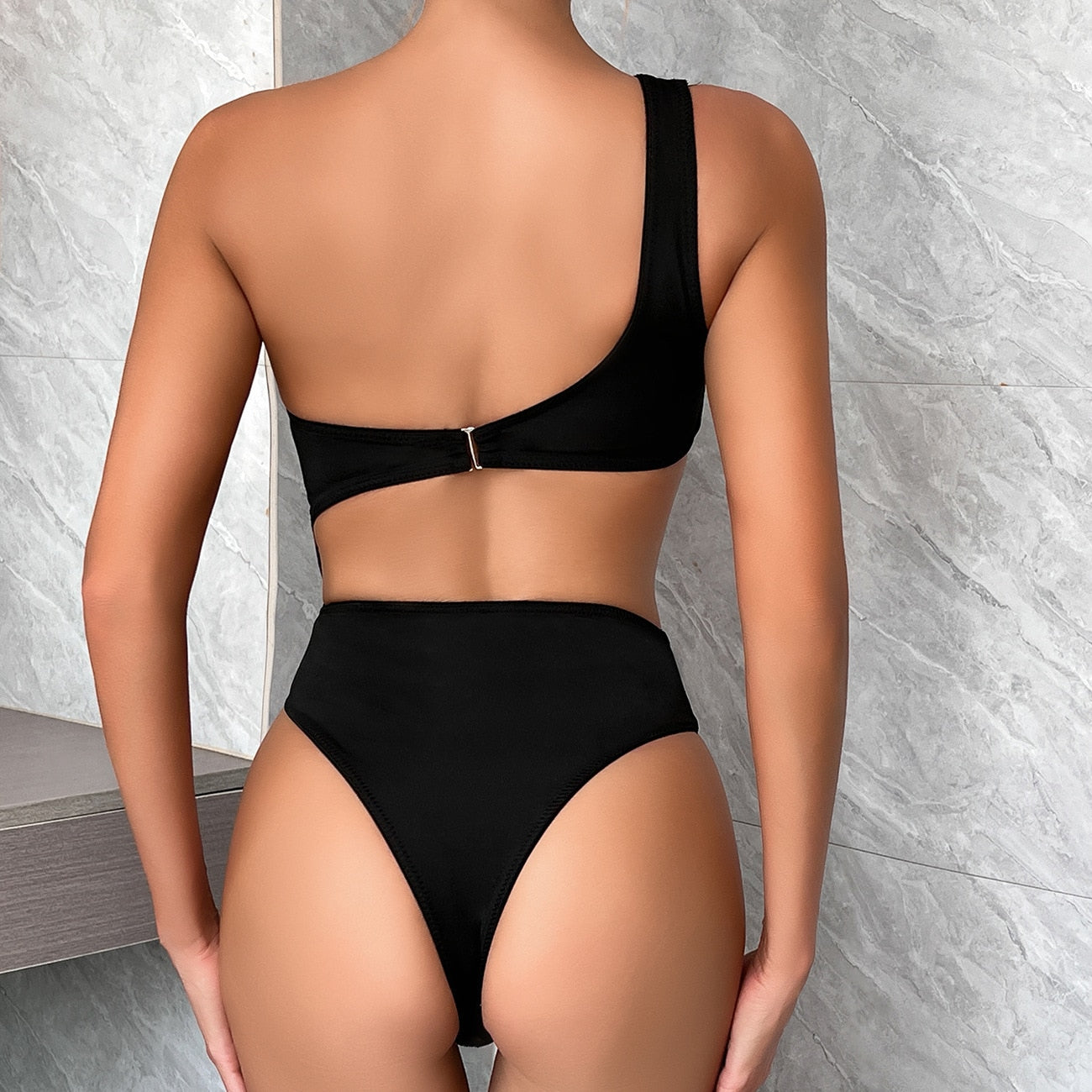 Ellolace One Shoulder Bodysuit Irregularity Midriff Tops Fine Festival Tight Fitting Woman One Piece Seamless Cut Out Body