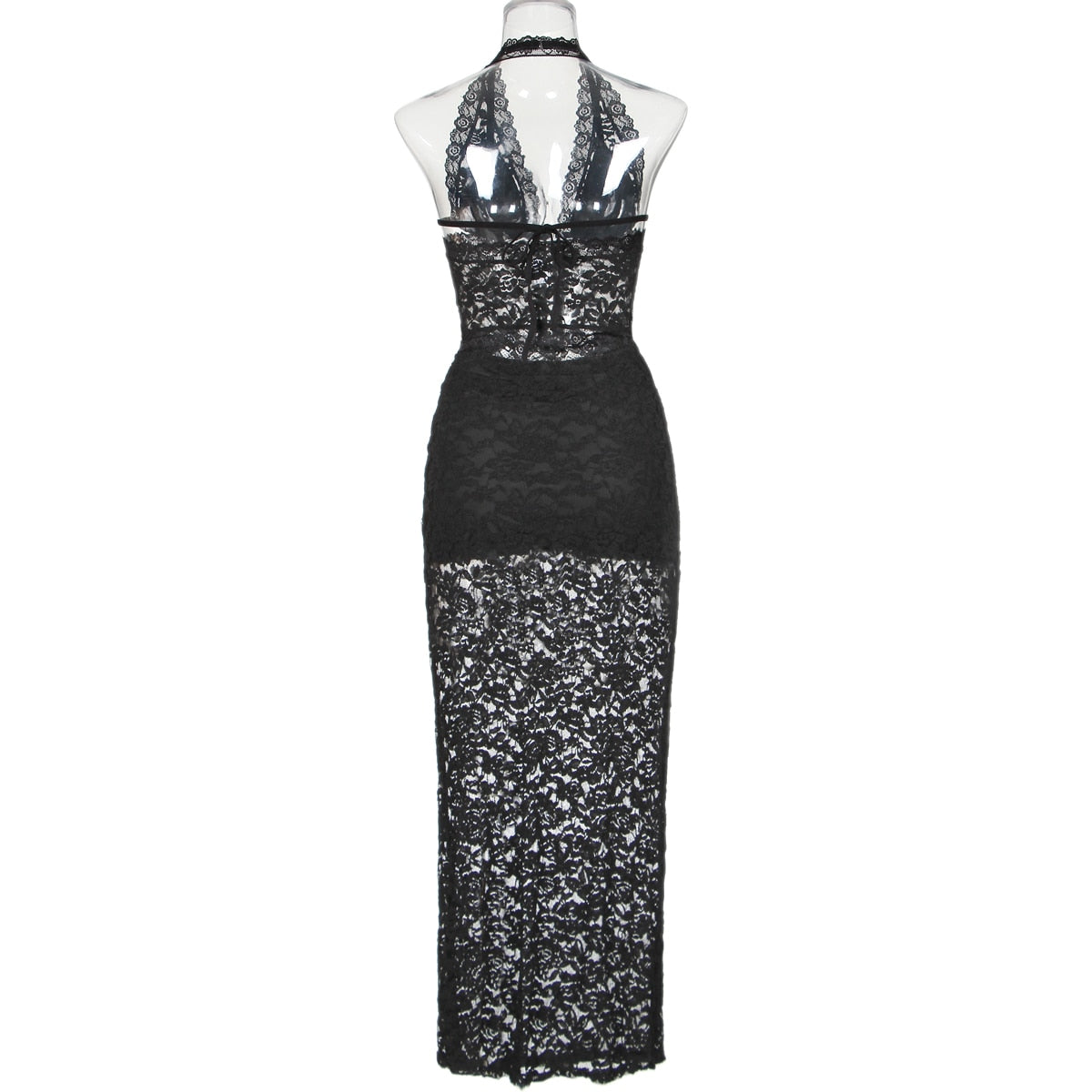 Ellolace Sexy Lace Outfits Halter Backless Camisole Crop Tops Pencil Ankle Skirts Summer See Through Black Skinny Outfits