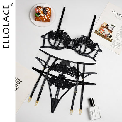 Hollow Out Transparent Erotic Sets Lace Sexy Bra And Panty Set