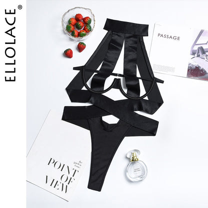 Bandage Sexy Bodysuit Women Halter Hollow Out Black Bottom Body