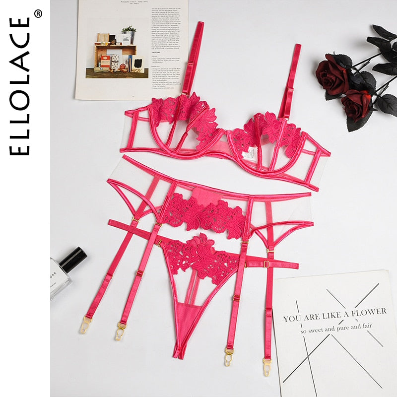 Hollow Out Transparent Erotic Sets Lace Sexy Bra And Panty Set