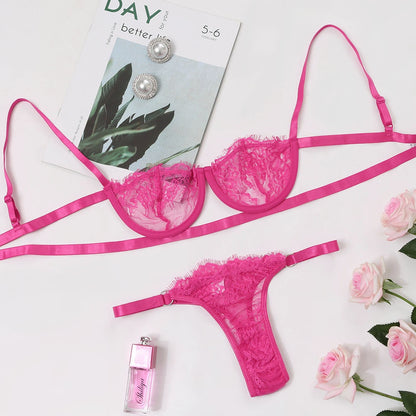 Ellolace Underwear Set Sexy Lingerie Transparent Women's Bra Underwire Bra Set Lace Underwear Lingerie Set Lenceria Wholesale