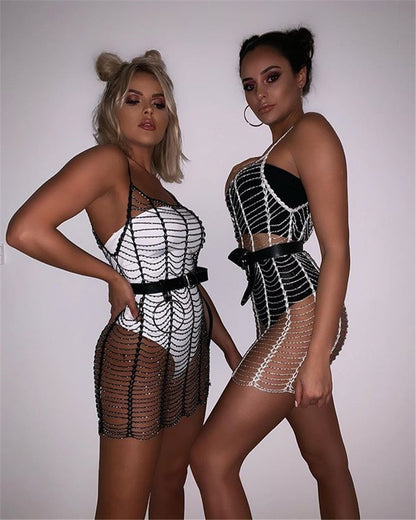 Sexy Hollow Out Mini Dress Summer Crochet Bathing Bikini Swimwear Cover Up Beach Dress Hollow Out One Piece Tops