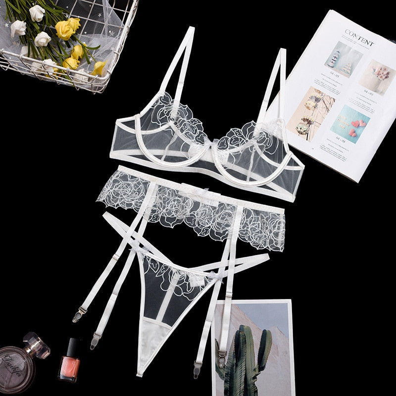 Sexy Bra with Bones 3 Pieces