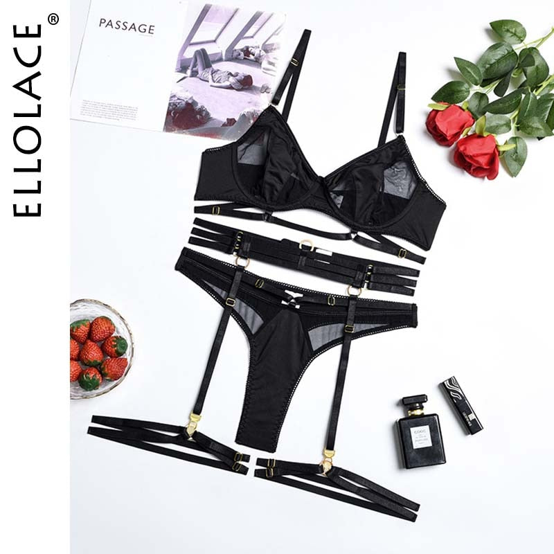 Set Lace Erotic Brief Sets Garters Transparent Sexy Mujer Puta