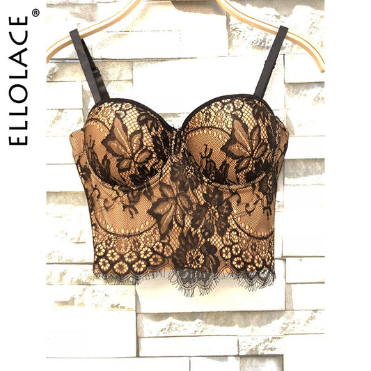 Ellolace Lace Corset Top Sexy Lingerie Bustier Underbust Corset Floral Bra Lace Corset Patry Bustier Top Sexy Bodice Wholesale