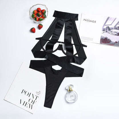 Bandage Sexy Bodysuit Women Halter Hollow Out Black Bottom Body