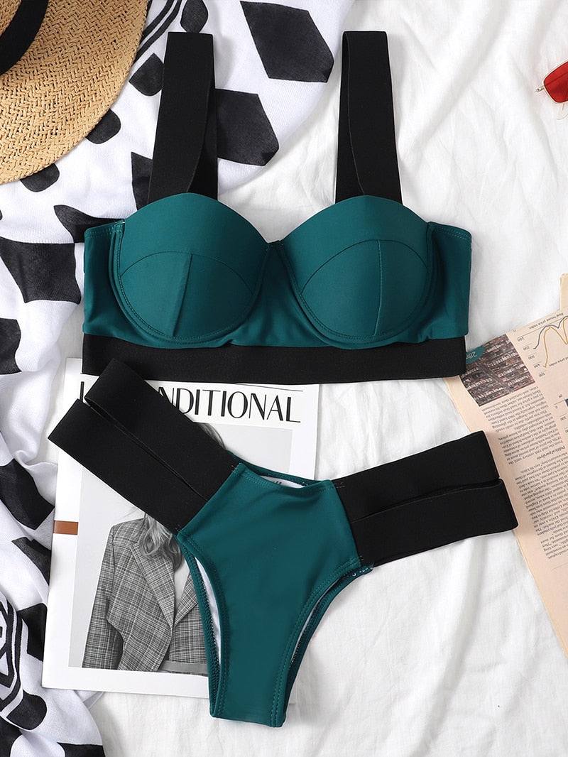 Swimsuits Sexy Swimwear Patchwork Bikini 2020 Push up Biquini Neon Bikinis Swimsuit Bathing Suits
