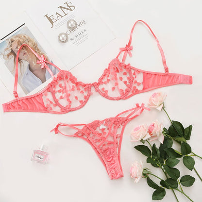 Ellolace Sensual Lingerie Woman Lace Sexy Lingerie Underwear Set Exotic Costumes Embroidery Underwire Underwear Women Set
