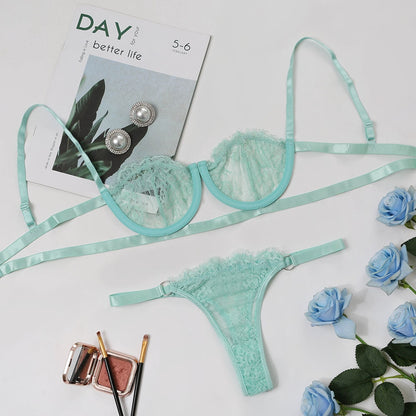 Ellolace Underwear Set Sexy Lingerie Transparent Women's Bra Underwire Bra Set Lace Underwear Lingerie Set Lenceria Wholesale