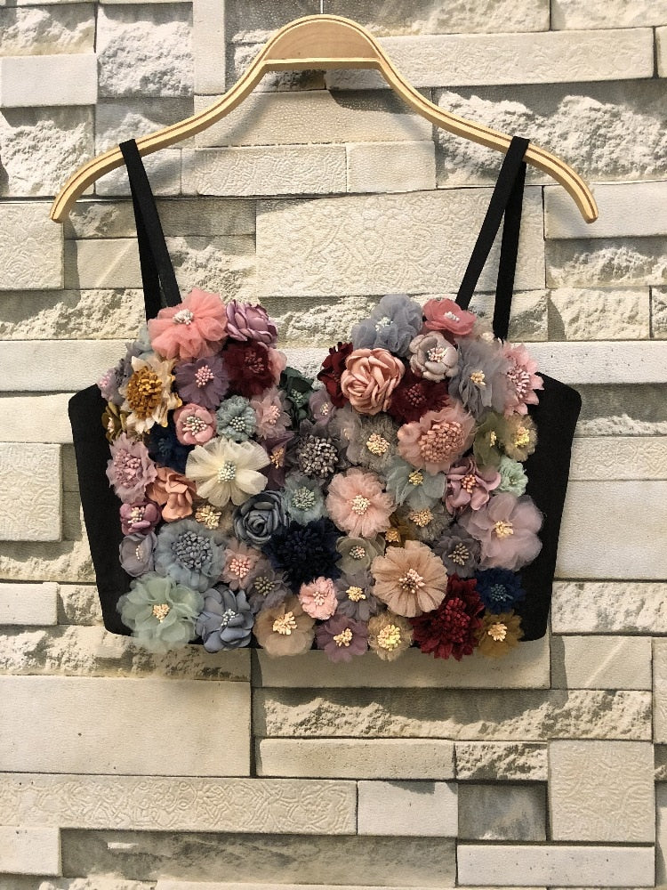 Ellolace 2020 Applique Floral Corselets Women's Bachelorette Bustier Bra Cropped Top Wedding Bralette Vest Sexy Corset Top