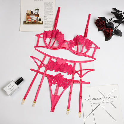 Hollow Out Transparent Erotic Sets Lace Sexy Bra And Panty Set