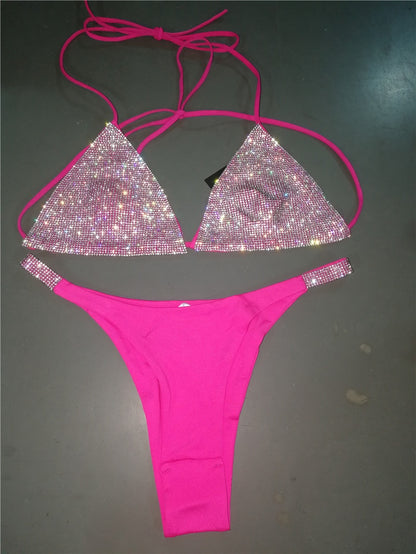 Diamond Bling Crystal Bra set String Vacation Rhinestone Set Diamante Bra panties Wholesale
