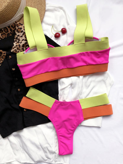 Swimsuits Sexy Swimwear Patchwork Bikini 2020 Push up Biquini Neon Bikinis Swimsuit Bathing Suits