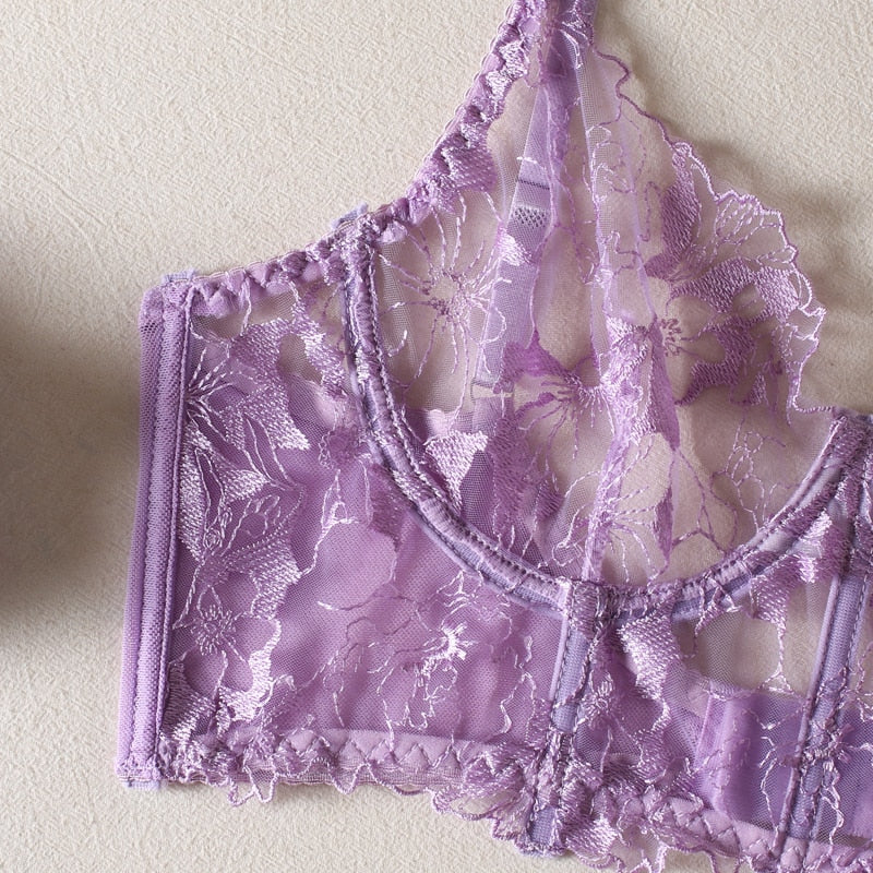 Lace Transparent Fetish Set Women 2 Piece Sexy Bra Luxury