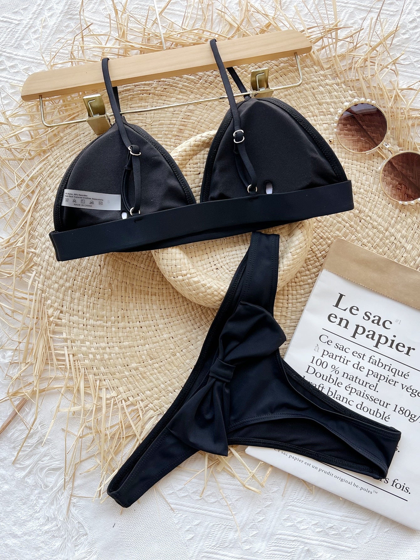 Sexy Swimsuit Bikini Summer Black Bowknot Swimwear Separate Beachwear New Bathing Suit