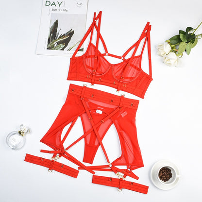 Bra And Panty Set Sheer Lace 4-Piece