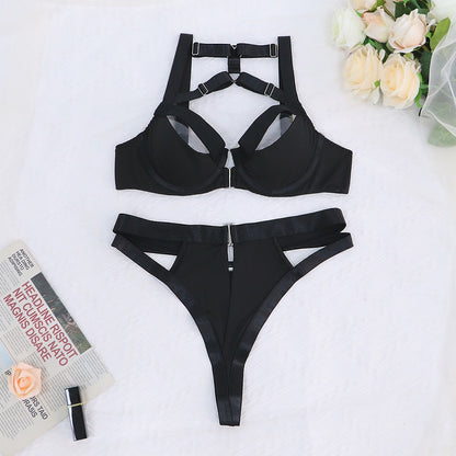 Ellolace Sexy Open Lingerie Halloween Cutting Underwear Halter Bra Thongd Uncensored 2-Piece Intimate Woman Sensual Exotic Sets