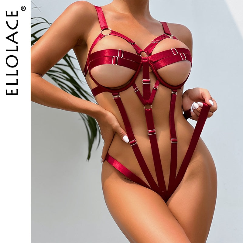 Sexy Bodysuit Hollow Out Bandage Erotic Thong One Piece Bdsm Open Crotch And Breasts