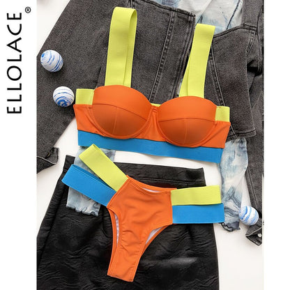 Swimsuits Sexy Swimwear Patchwork Bikini 2020 Push up Biquini Neon Bikinis Swimsuit Bathing Suits